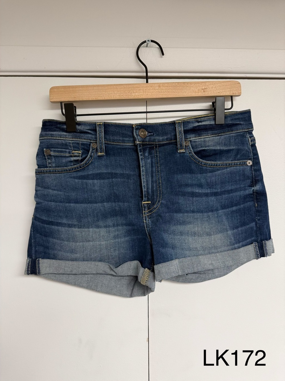 7 For All Mankind Cuffed Denim Jean Shorts Blue Size 27